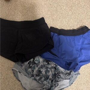 Set of 3 Lululemon athletica Black, Blue, and Gray Athletic Shorts